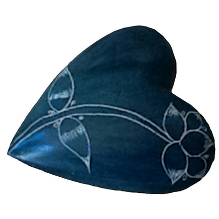 Green Soapstone Heart w/ Etched Flower-0