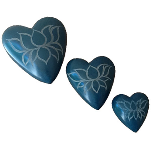 Teal Soapstone Heart w/ Etched Lotus-1