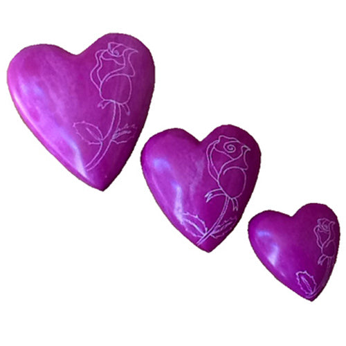 Pink Soapstone Heart w/ Etched Rose-1
