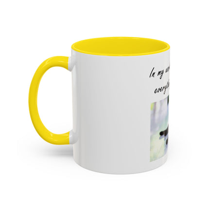 Cat Lover Accent Coffee Mug — "In my world, a cat makes everything BETTER" (11/15oz)