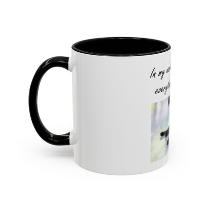 Cat Lover Accent Coffee Mug — "In my world, a cat makes everything BETTER" (11/15oz)