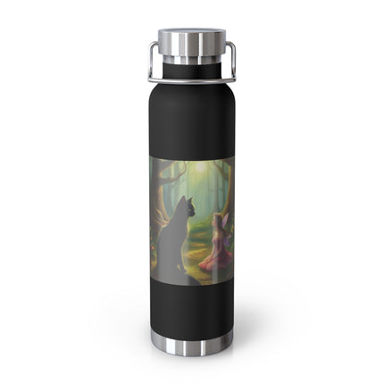 22oz Insulated Bottle — Enchanted Forest Cat & Girl Illustration