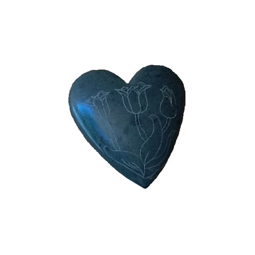 Gray Soapstone Heart w/ Etched Tulips-0
