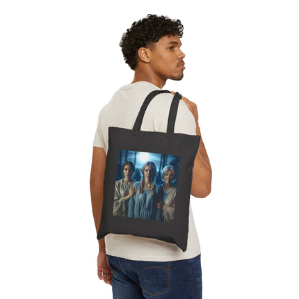 Vintage Gothic Trio Tote Bag — Haunted Portrait Canvas Tote