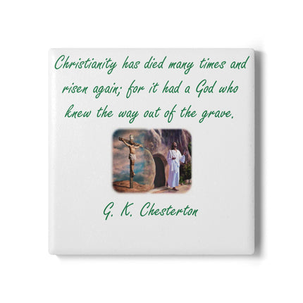 Inspirational Ceramic Coaster with G.K. Chesterton Quote