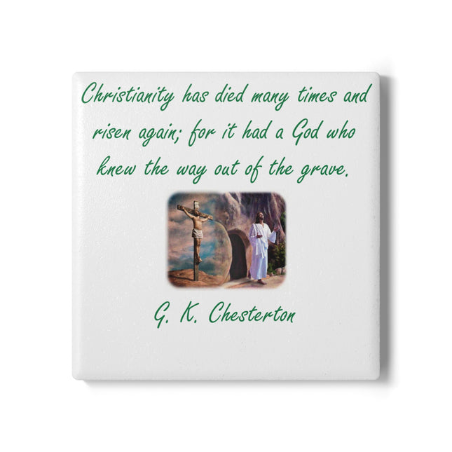 Inspirational Ceramic Coaster with G.K. Chesterton Quote