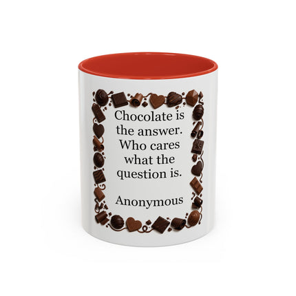 Coffee Mug - "Chocolate is the answer. Who cares what the question is."
