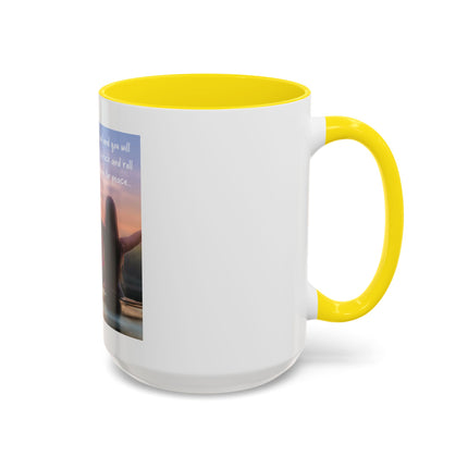 Inspirational Lotus Sunrise Coffee Mug — "knock on the door to my soul"