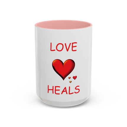 Love Heals Accent Coffee Mug — 11/15oz Heart Healing Gift