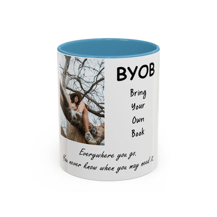 BYOB Accent Mug – “Bring Your Own Book” – 11oz Ceramic for Book Lovers