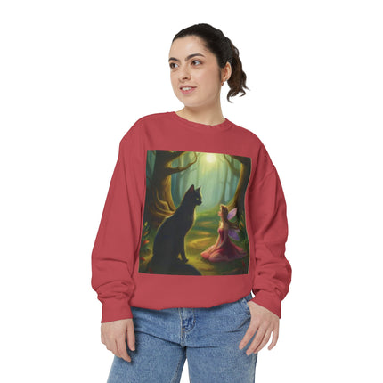 Fairy Princess & Black Cat Forest Sweatshirt