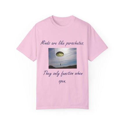 Open Mind Quote Tee – Unisex Garment-Dyed Shirt on Curiosity