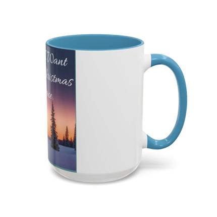 Christmas Peace Accent Mug | 15oz Ceramic Cup with Quote & Sunset