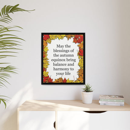 Autumn Equinox Blessing Framed Canvas — Fall Leaves Wall Art
