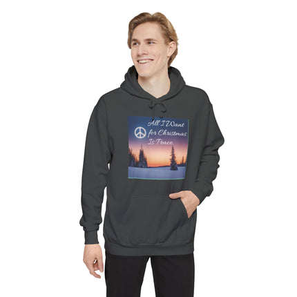 Peaceful Christmas Hoodie – "All I Want for Christmas is Peace" Winter Tree Graphic