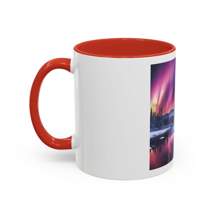 Aurora Lake Accent Coffee Mug — Northern Lights Landscape 11/15oz
