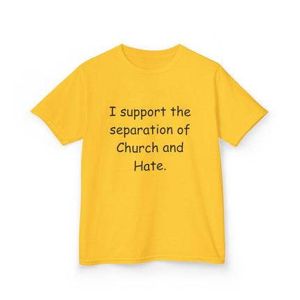 Kids Statement Tee – “Church and Hate” – Heavy Cotton Shirt