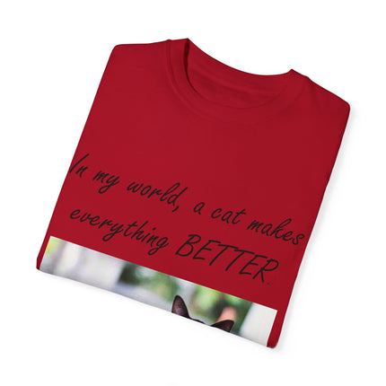 In My World Cat T-Shirt – Unisex Garment-Dyed Tee for Cat Lovers