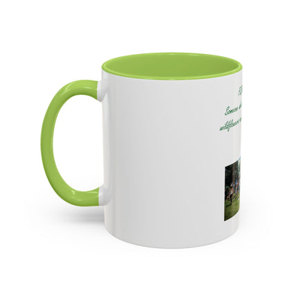 Flower Child Coffee Mug — 'Flower Child' Photo Mug with Green Script (11/15 oz)