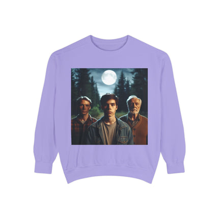 Unisex Garment-Dyed Sweatshirt - Vintage Forest Vibes Graphic