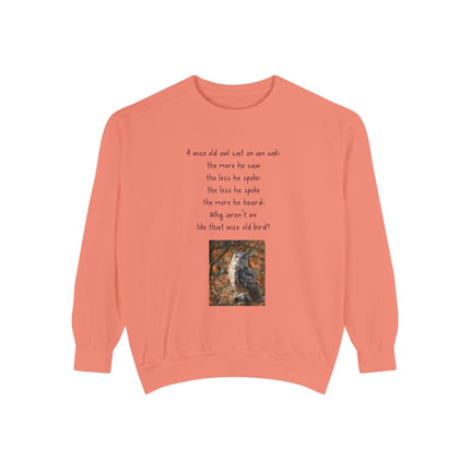 Poetic Owl Sweatshirt — Illustrated Owl Art with Poem Crewneck