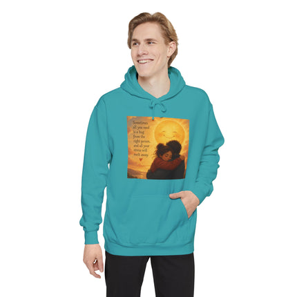 Sunlit Embrace Hoodie – "All You Need Is a Hug" Cozy Inspirational Sweatshirt