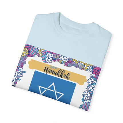 Happy Hanukkah Tee – Unisex Garment-Dyed Shirt for the Festival of Lights