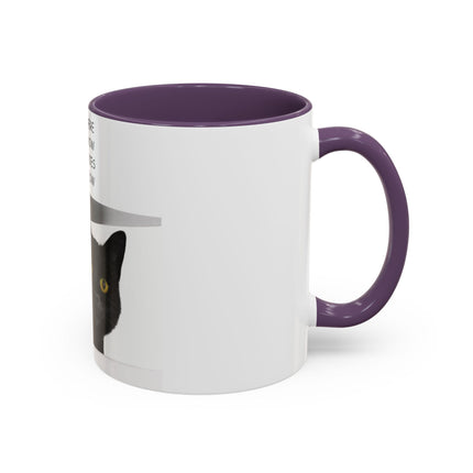 Black Cat Accent Mug – “In the Here In the Now” 11oz Ceramic Cup