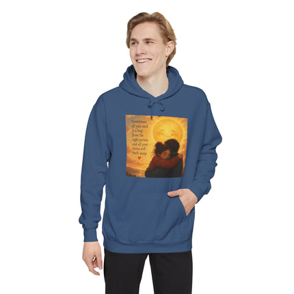 Sunlit Embrace Hoodie – "All You Need Is a Hug" Cozy Inspirational Sweatshirt