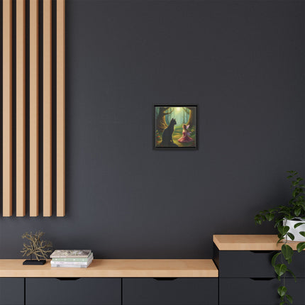 Fairy and Black Cat Forest Canvas – Framed Matte Wall Art