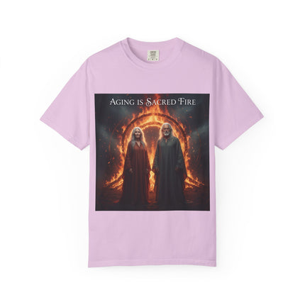 Aging Is Sacred Fire T-Shirt — Mystic Elder Flames Graphic Tee