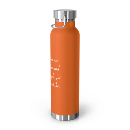 Copper Insulated Bottle – “Politics & Religion” Quote – 22oz