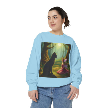 Fairy Princess & Black Cat Forest Sweatshirt