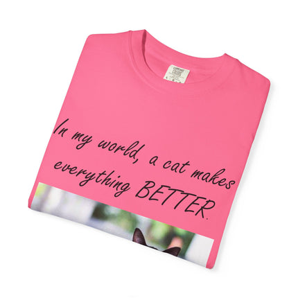 In My World Cat T-Shirt – Unisex Garment-Dyed Tee for Cat Lovers
