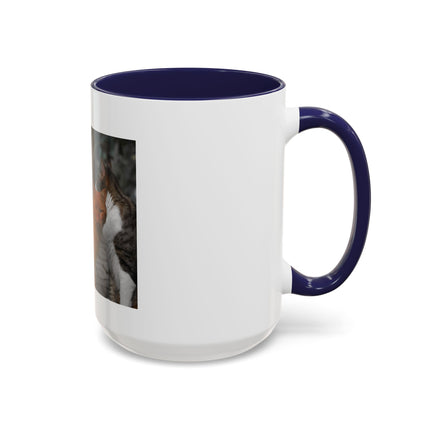 Coffee Mug — "Real Men Love Cats" Accent Ceramic Mug with Cat Photo (11/15 oz)