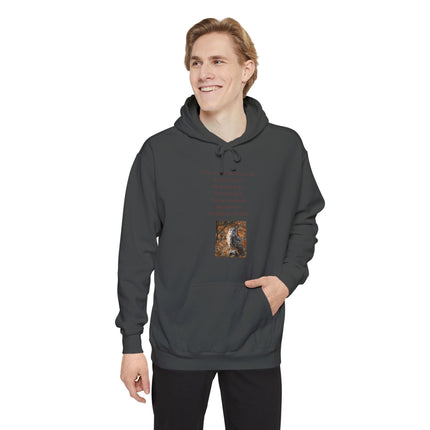 Poetic Owl Hoodie — White Sweatshirt with Verse and Owl Art