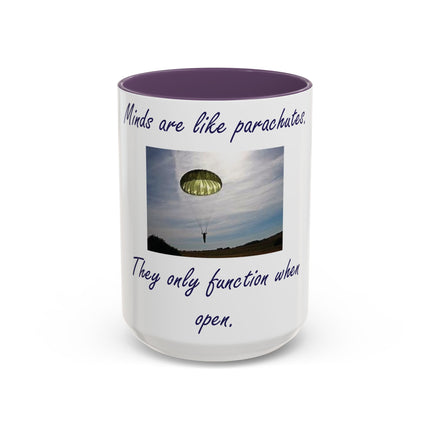 Parachute Quote Accent Mug – 15oz Ceramic Cup for Open Minds