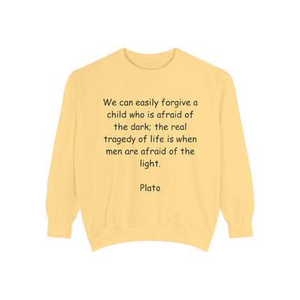 Plato Quote Sweatshirt — "We can easily forgive a child..." Classic Philosophy Crewneck