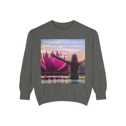 Inspirational Yoga Sweatshirt - 'Knock on the Door to My Soul'