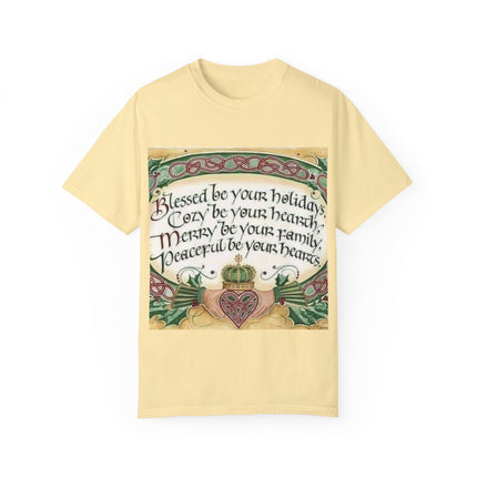 Blessed Be Your Holiday Tee – Celtic-Inspired Unisex Garment-Dyed