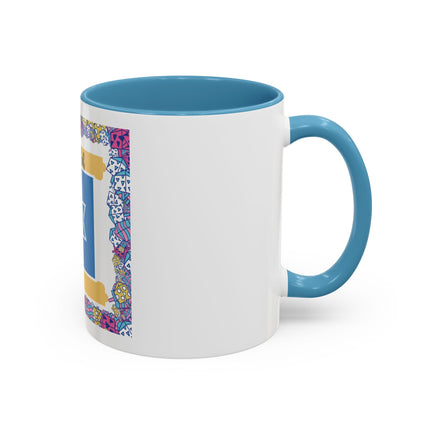 Hanukkah Star of David Accent Coffee Mug — Festive Dreidel Border 11/15oz