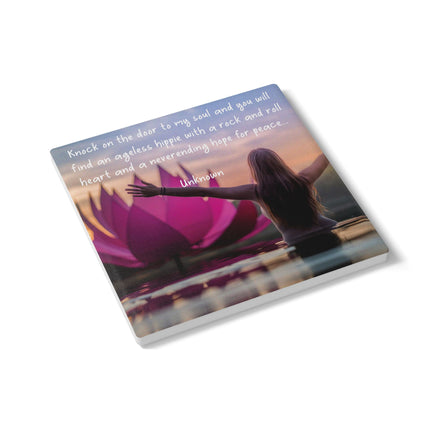 Inspirational Ceramic Coaster - Hippie Quote Design for Peace Lovers