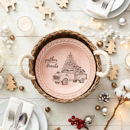 Bread Warmer & Basket - Christmas Truck Round-3