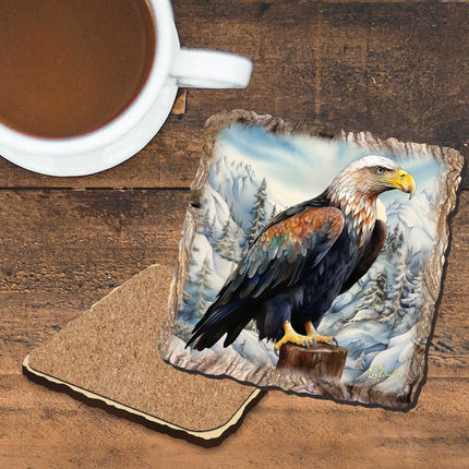 Bald Eagle Wooden Cork Coasters Gift Set of 4 by Nature Wonders Nature Wildlife Decor  - 95399C-S4-1