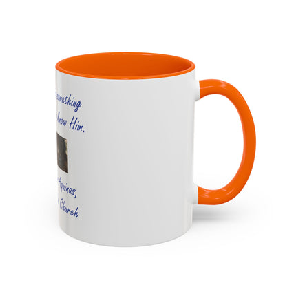 Saint Thomas Aquinas Quote Coffee Mug — "To love God is something greater than to know Him"
