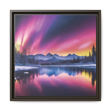 Framed Matte Canvas - Aurora Lake Landscape Wall Art
