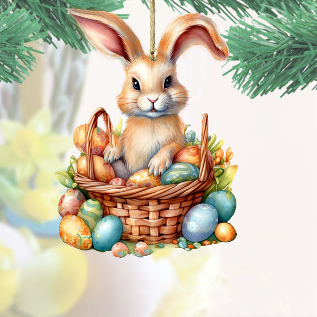 Easter Bunny Wooden Ornaments by G. DeBrekht Easter Spring Decor - 8652770-0
