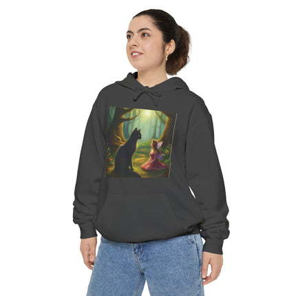 Magical Forest Fairy & Black Cat Hoodie — Enchanted Dusk Art