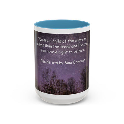 Inspirational Starry Night Coffee Mug — "You are a child of the universe" Quote