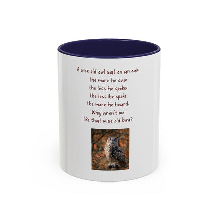 Owl Poem Accent Coffee Mug – Rustic Wildlife Quote Mug (11/15oz)